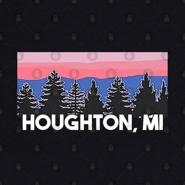 Yooper Life Houghton MI Blush Sunset Pine Tree Sunset T-Shirt T-Shirt by The Yooper Life